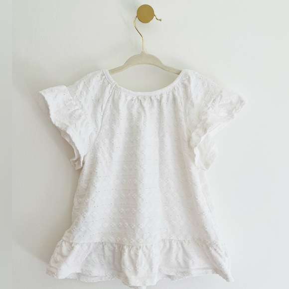 Beautiful Cat & Jack Girls 3T White Eyelet Flutter Sleeve Top - Like New - Picture 3 of 5
